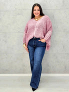 Sweter oversize plus size z miękkiej dzianiny – różowy, niebieski i beżowy Stylowa XL - Stylowa XL