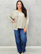 Sweter oversize plus size z miękkiej dzianiny – różowy, niebieski i beżowy Stylowa XL - Stylowa XL