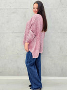 Sweter oversize plus size z miękkiej dzianiny – różowy, niebieski i beżowy Stylowa XL - Stylowa XL