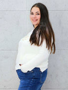 Sweter z Dekoltem w Serek i Napisem "Love" Stylowa XL