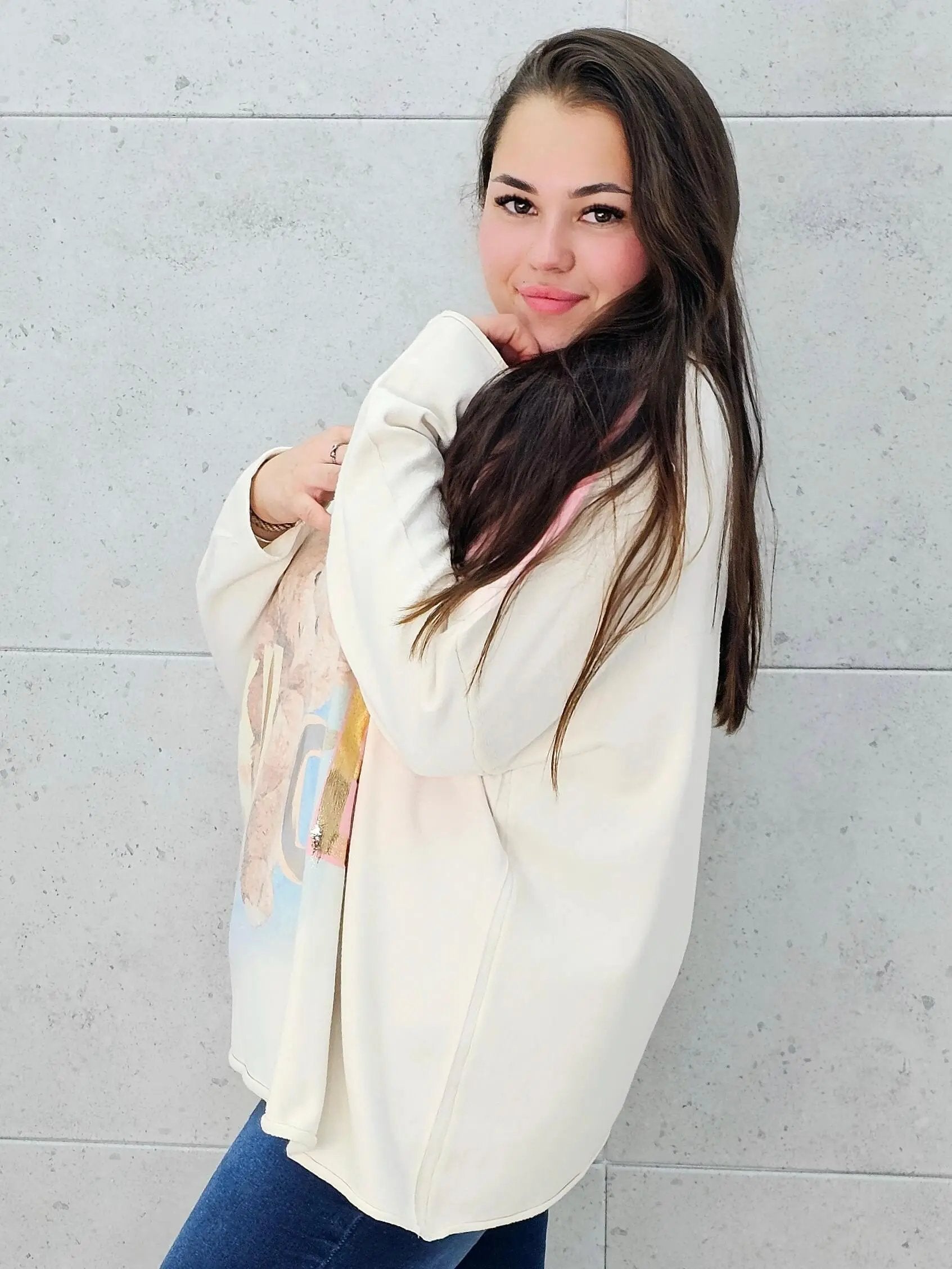 Sweter z aplikacja misia Stylowa XL