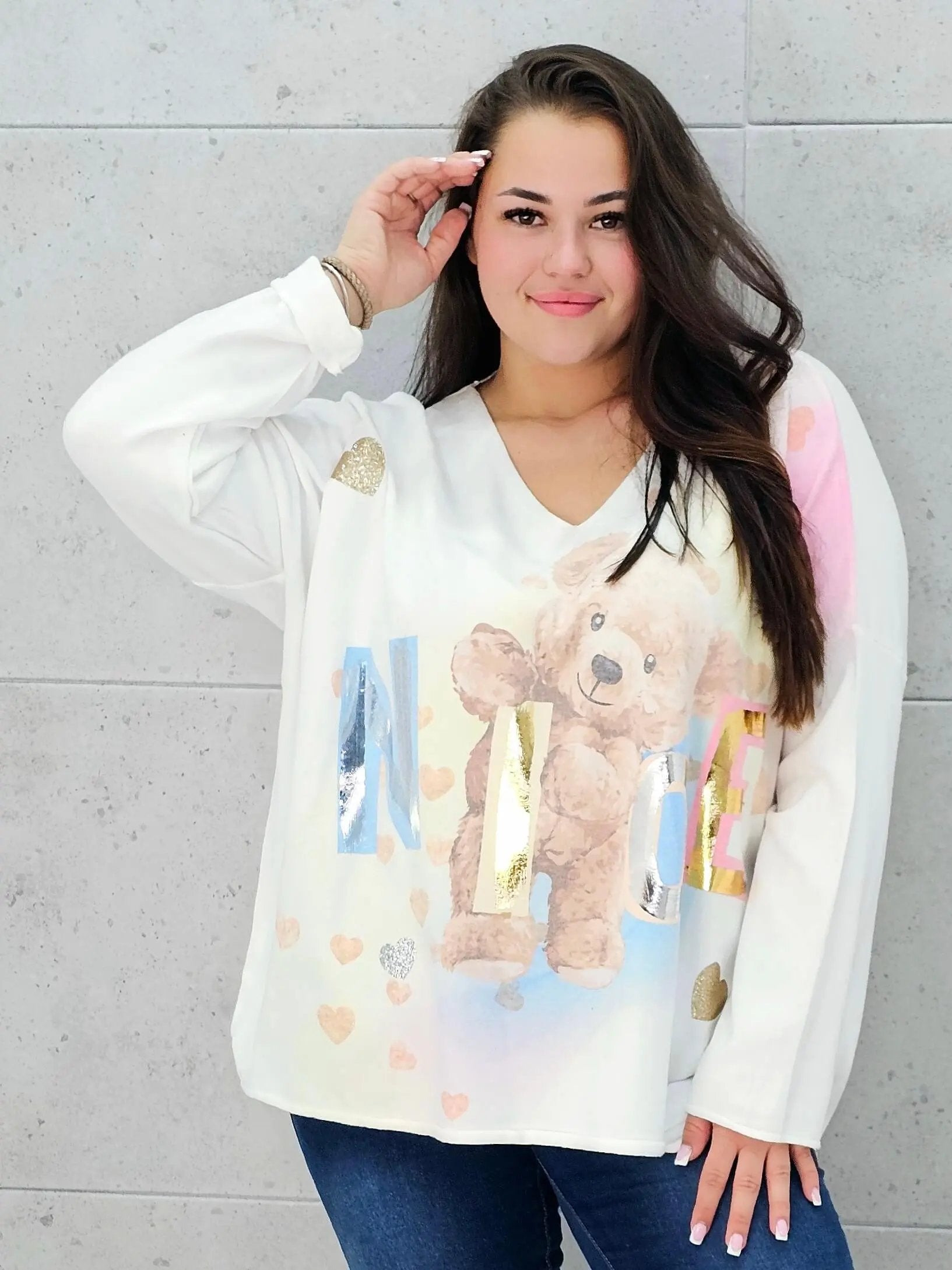 Sweter z aplikacja misia Stylowa XL