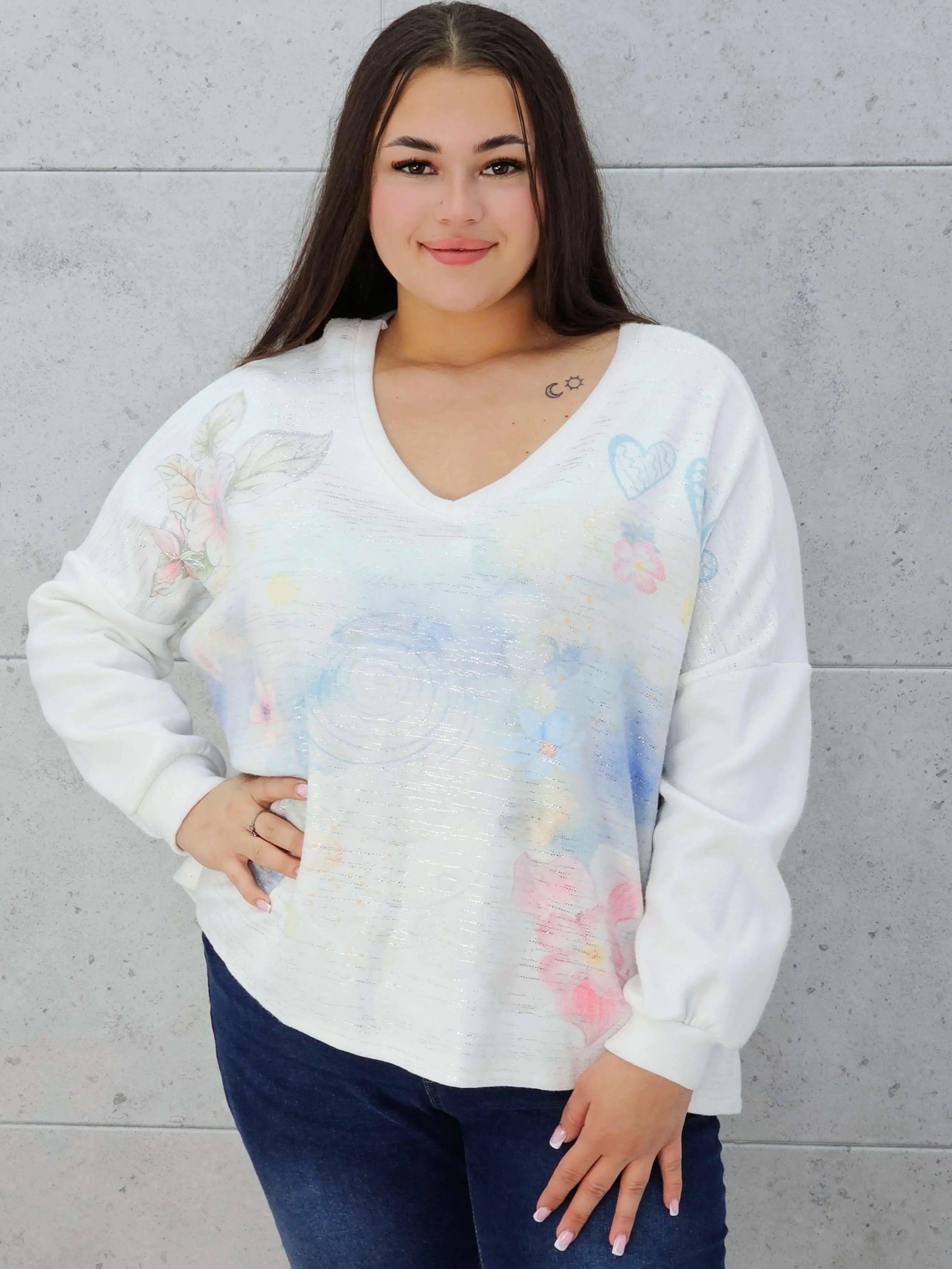 Sweter z aplikacją na przodzie Stylowa XL