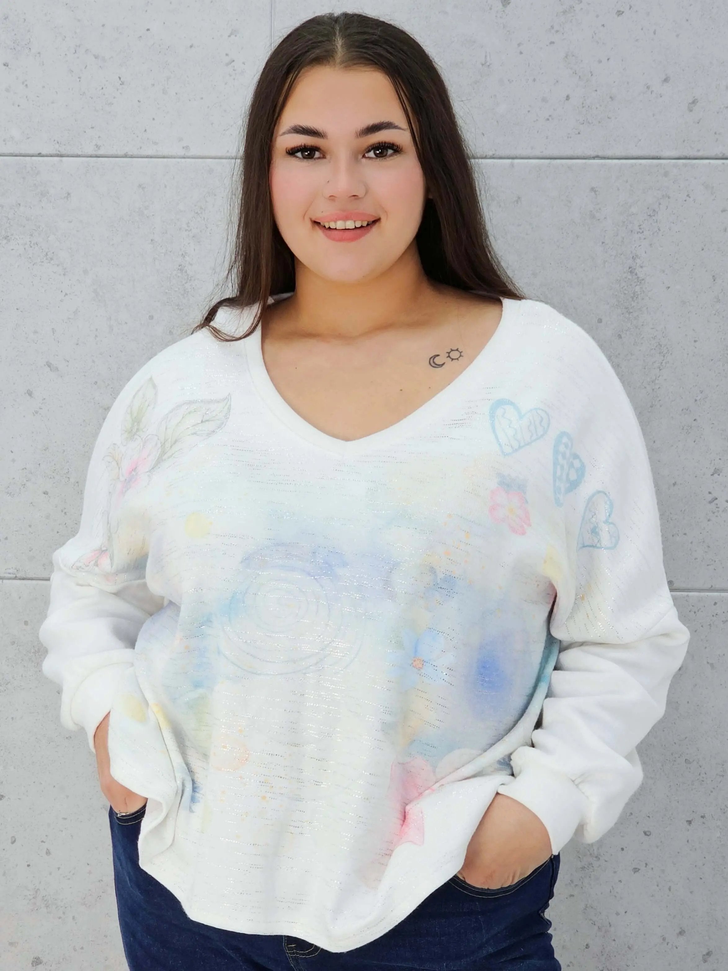 Sweter z aplikacją na przodzie Stylowa XL