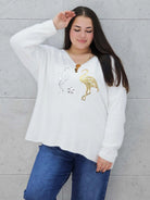 Sweter z flamingami  Livans – miękki puszek plus size Stylowa XL