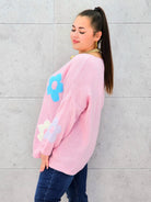 Sweter z kwiatami na przodzie Stylowa XL