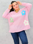 Sweter z kwiatami na przodzie Stylowa XL