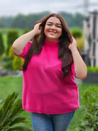 Sweterkowa bluzka z krótkim rękawem Stylowa XL