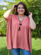 Świetna bluzka z marszczeniem na boku- łososiowa Stylowa XL