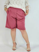 Szorty Plus Size Eleganckie Różowe Wysoki Stan XXL Stylowa XL