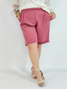 Szorty Plus Size Eleganckie Różowe Wysoki Stan XXL Stylowa XL