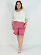 Szorty Plus Size Eleganckie Różowe Wysoki Stan XXL Stylowa XL
