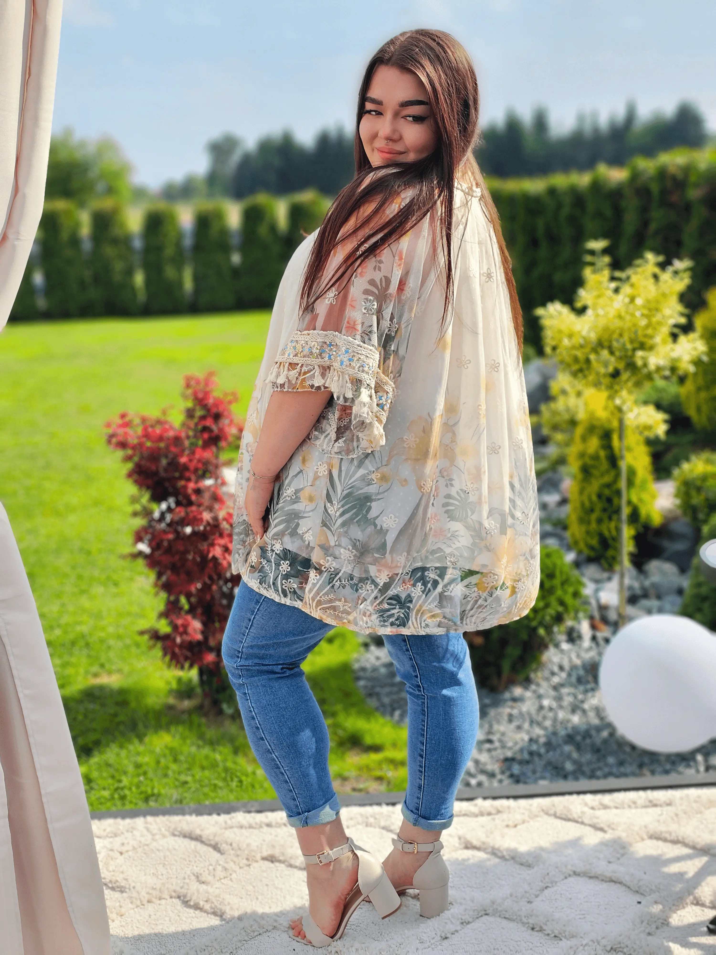 Tunika boho z kwiatowym haftem Stylowa XL