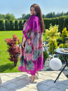 Tunika maxi z malarskimi kwiatami. Stylowa XL