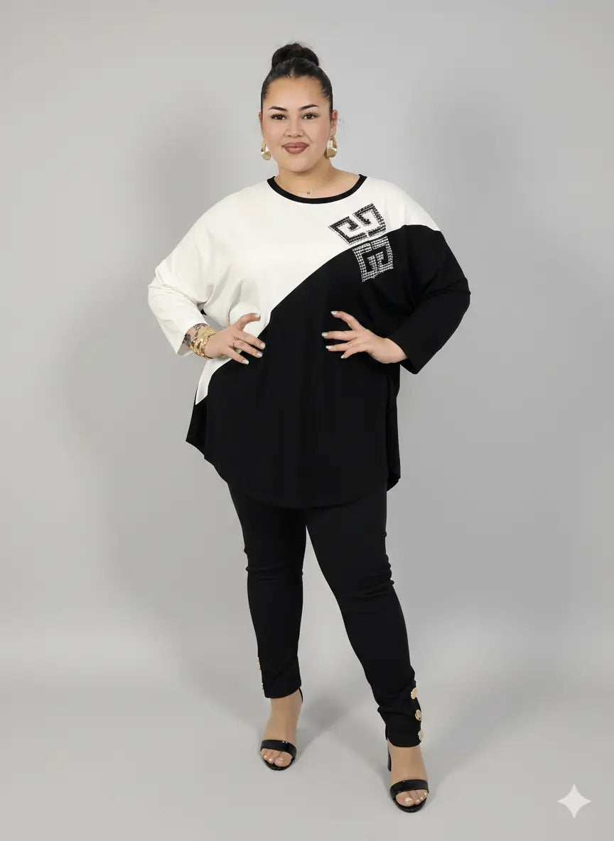 Tunika plus size oversize z ozdobną aplikacją Stylowa XL