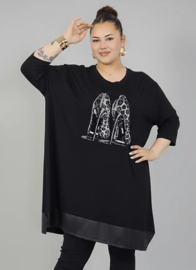 Tunika plus size z efektowną aplikacją – stylowa tunika XXL dla kobiet Stylowa XL