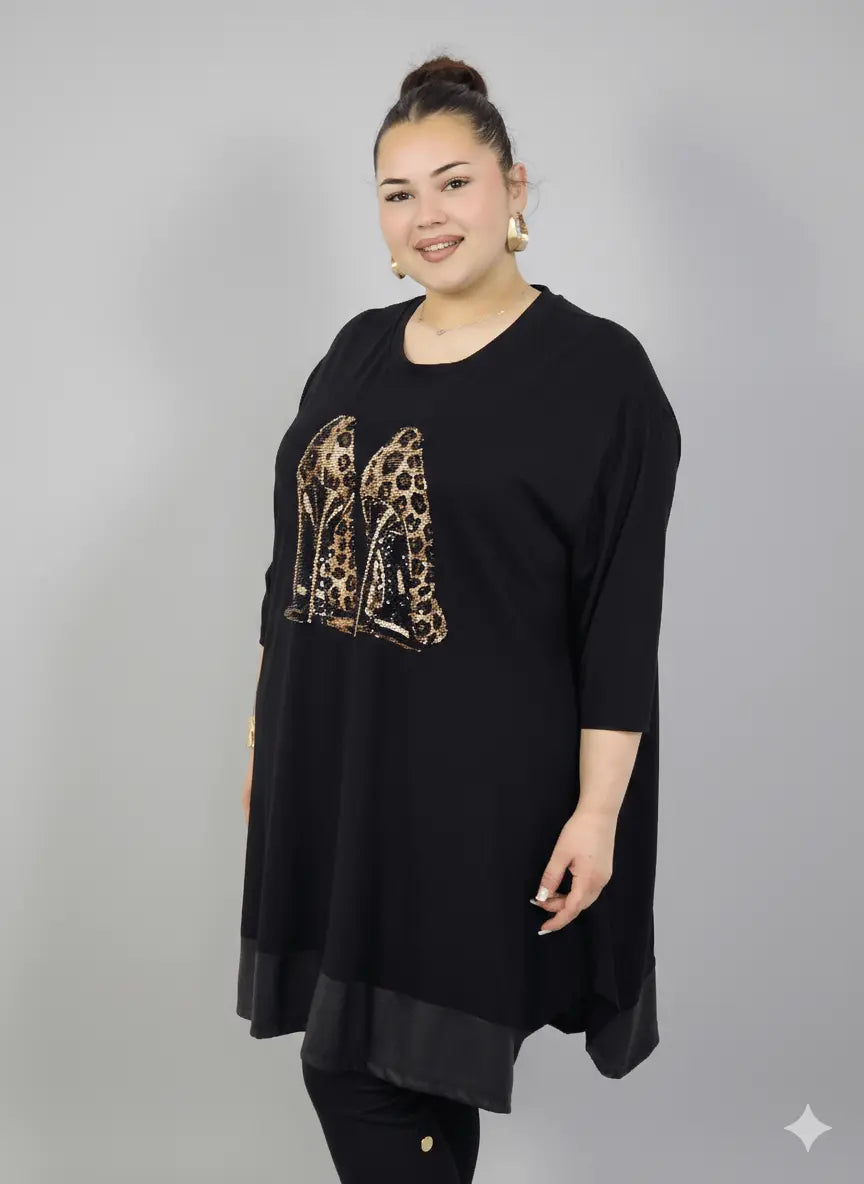 Tunika plus size z efektowną aplikacją – stylowa tunika XXL dla kobiet Stylowa XL
