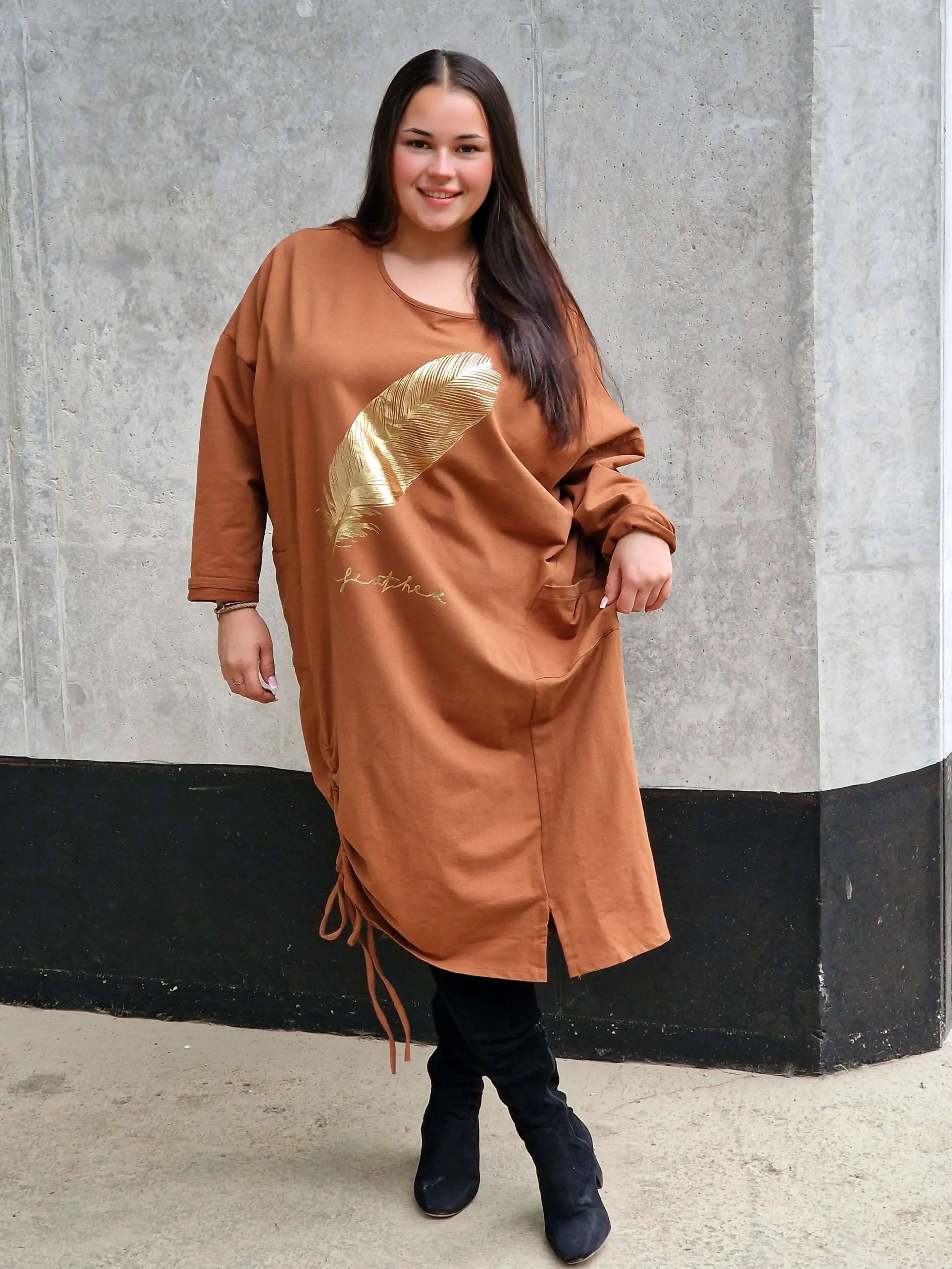 Tunika z nadrukiem złotego pióra Stylowa XL