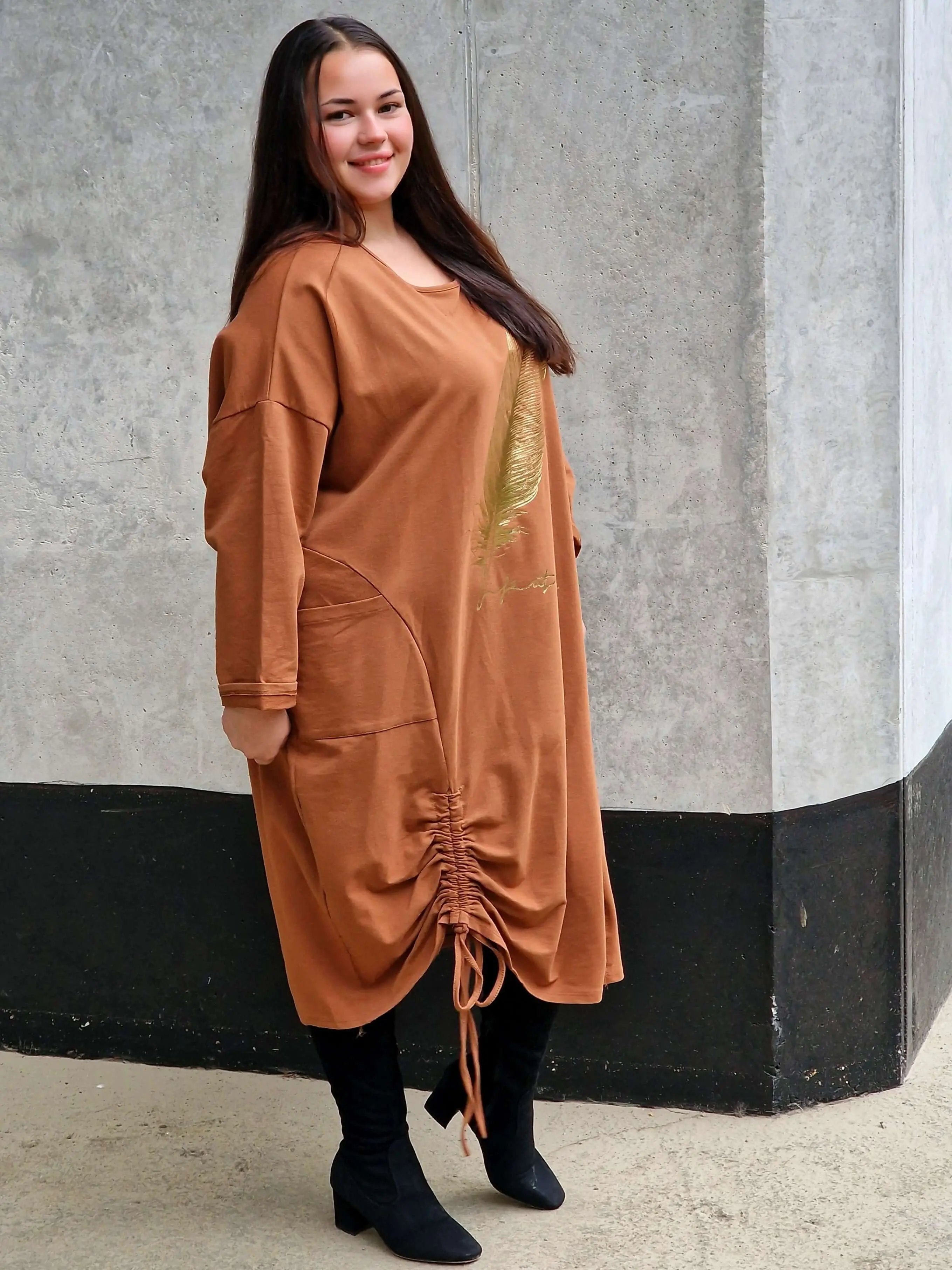 Tunika z nadrukiem złotego pióra Stylowa XL