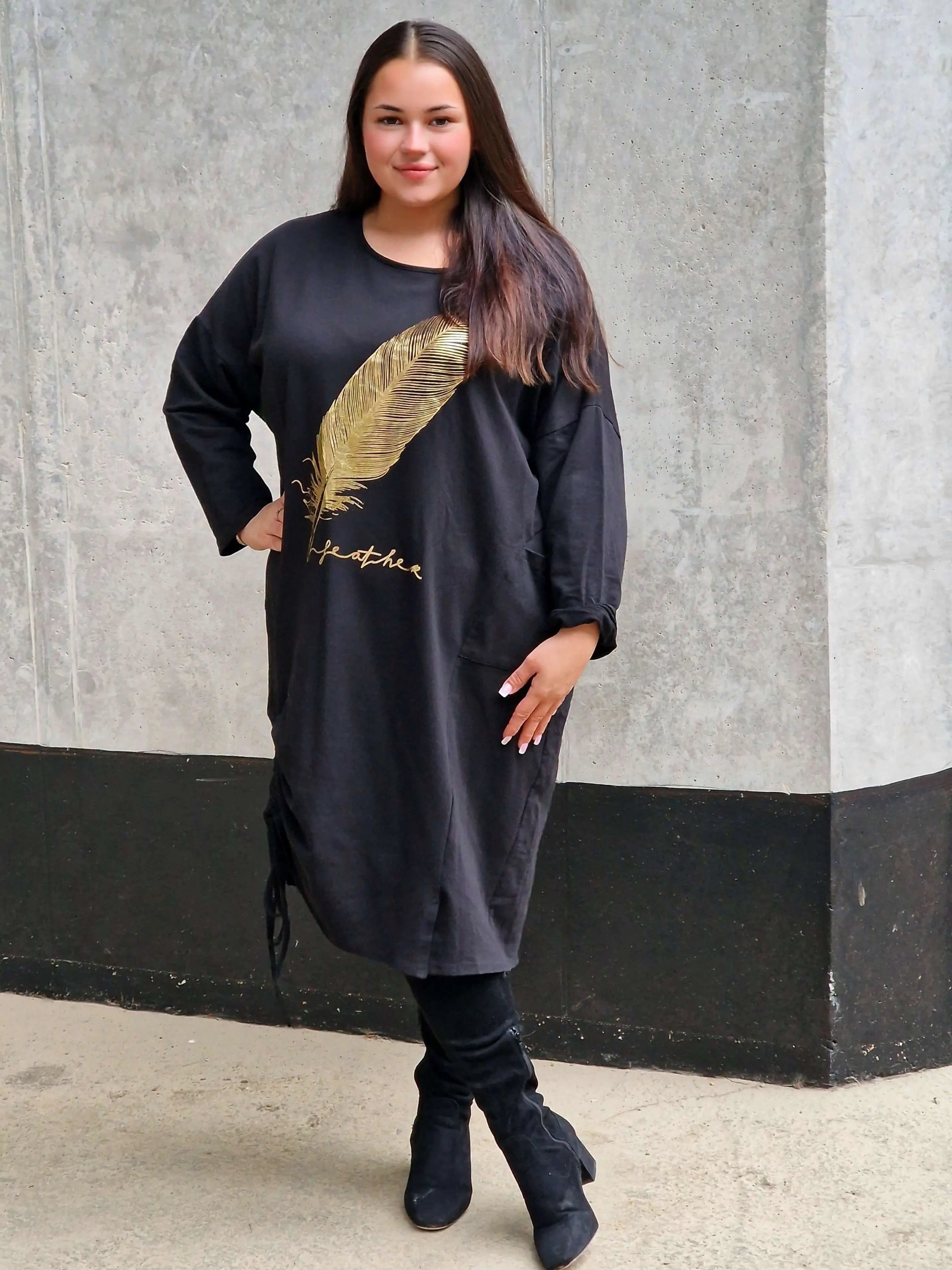 Tunika z nadrukiem złotego pióra Stylowa XL