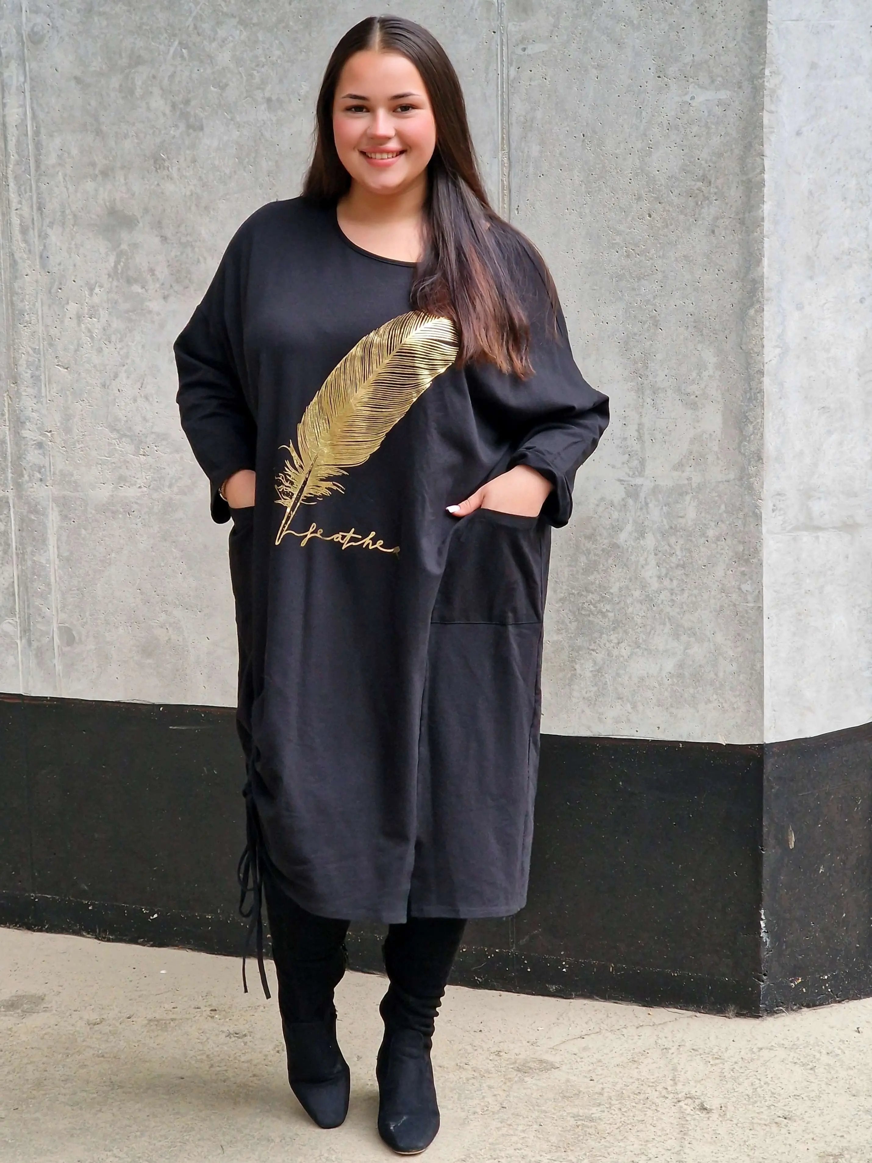 Tunika z nadrukiem złotego pióra Stylowa XL