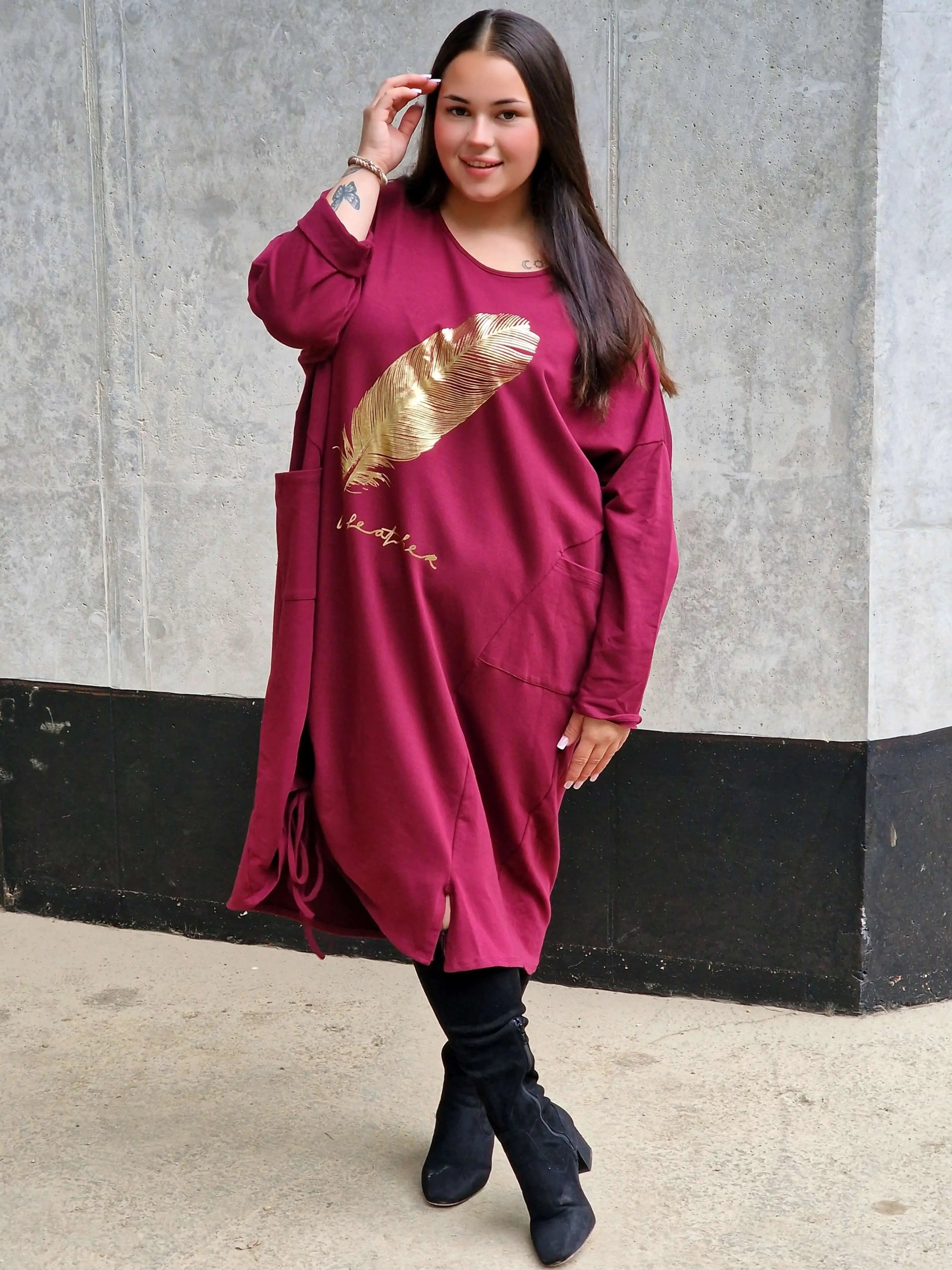 Tunika z nadrukiem złotego pióra Stylowa XL