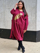 Tunika z nadrukiem złotego pióra Stylowa XL