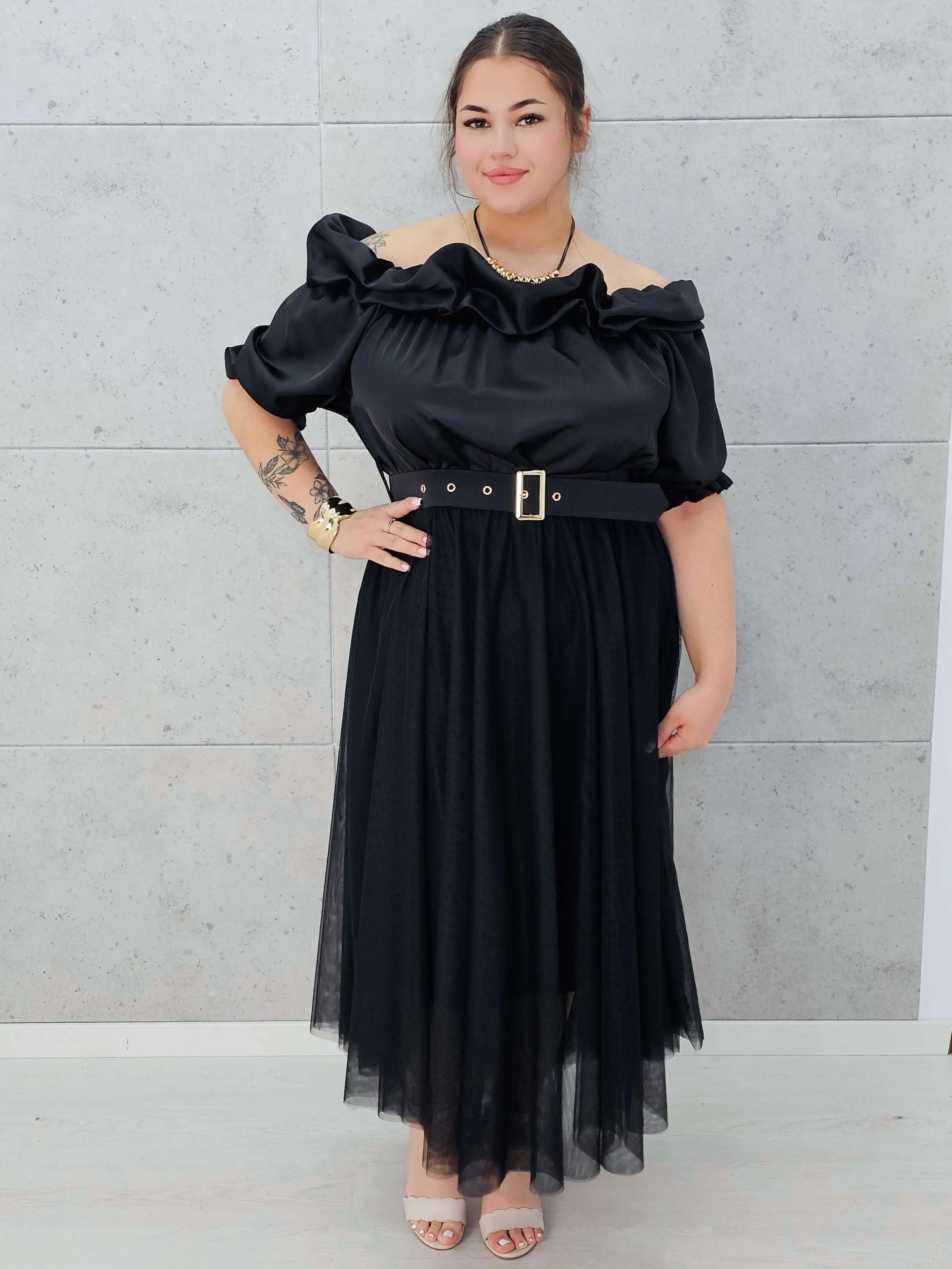 Zmysłowa sukienka hiszpanka z tiulowym dołem Stylowa XL