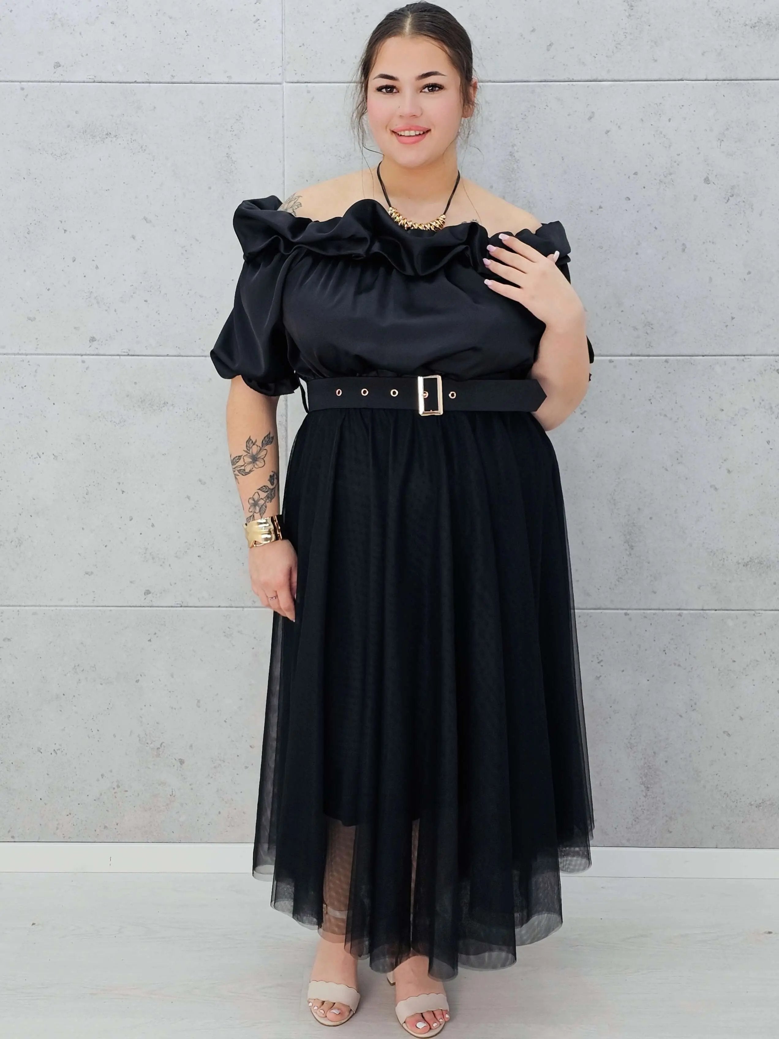 Zmysłowa sukienka hiszpanka z tiulowym dołem Stylowa XL