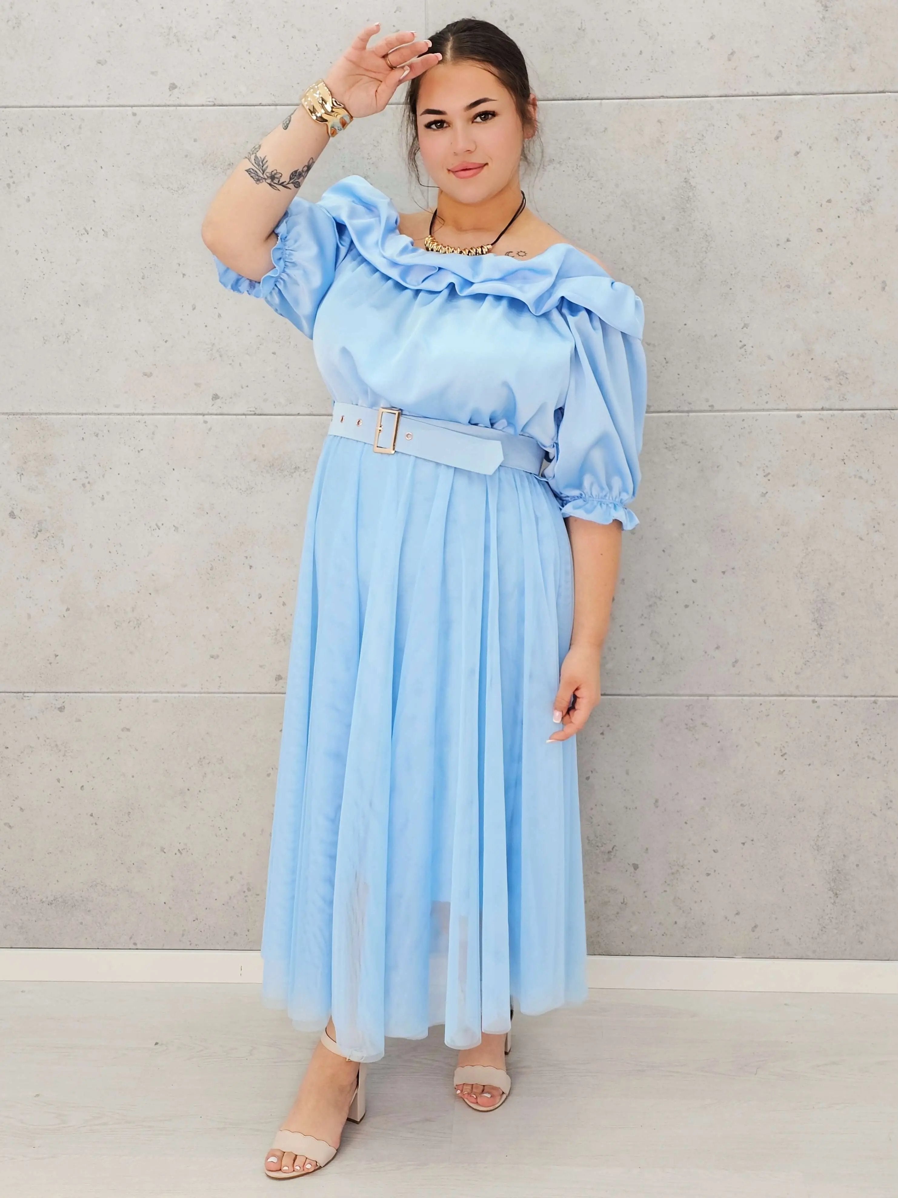 Zmysłowa sukienka hiszpanka z tiulowym dołem Stylowa XL