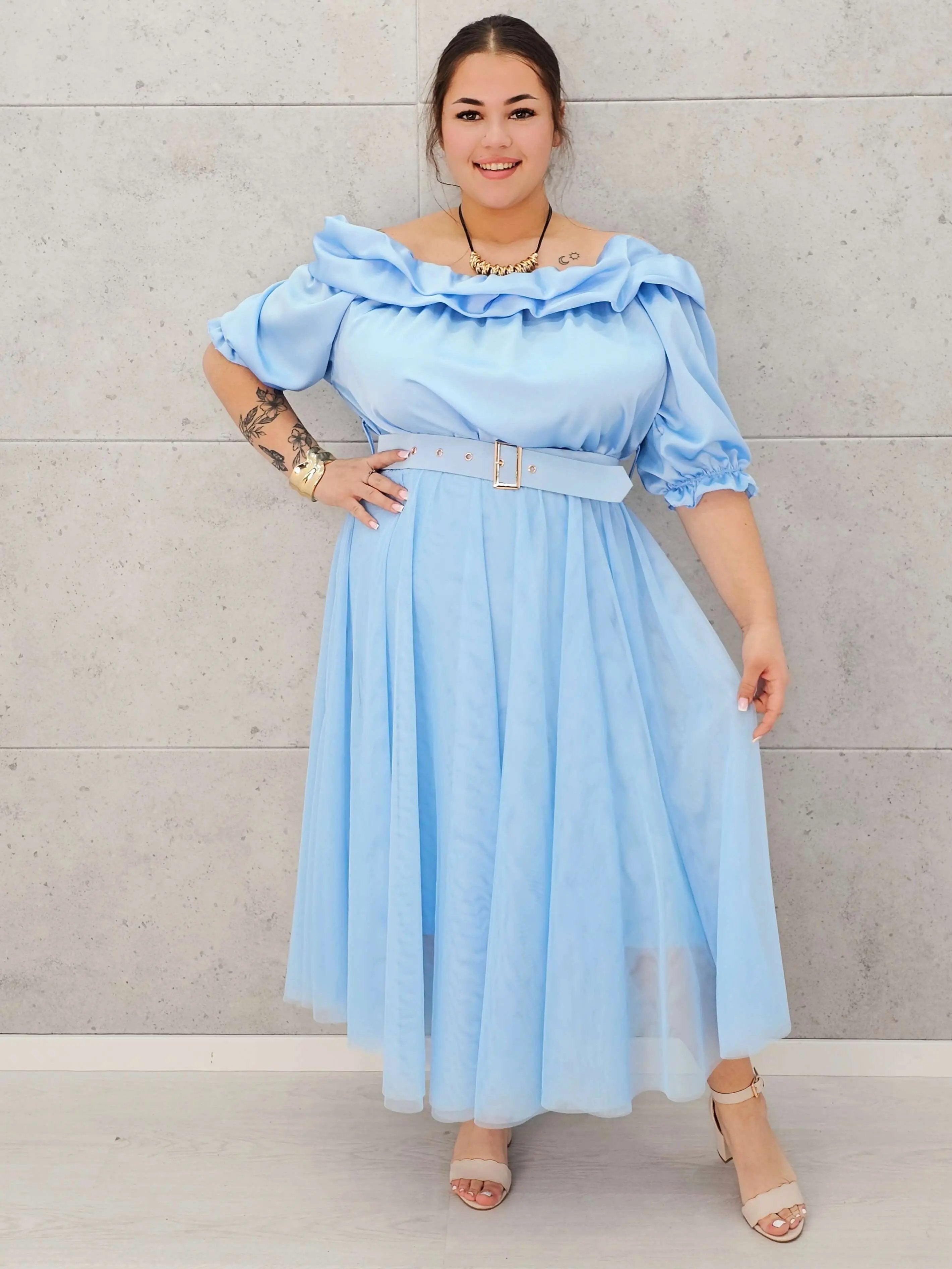 Zmysłowa sukienka hiszpanka z tiulowym dołem Stylowa XL