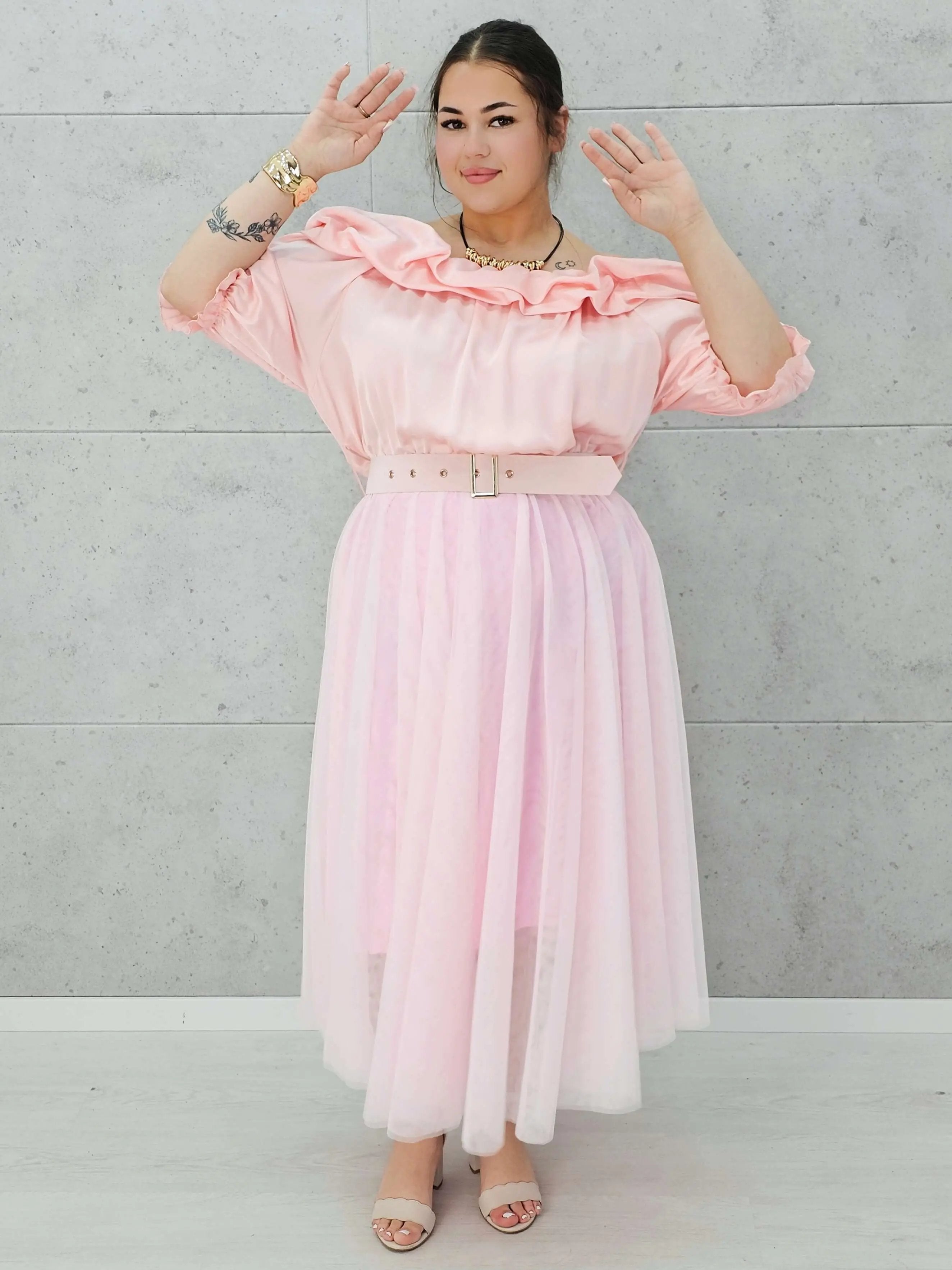 Zmysłowa sukienka hiszpanka z tiulowym dołem Stylowa XL