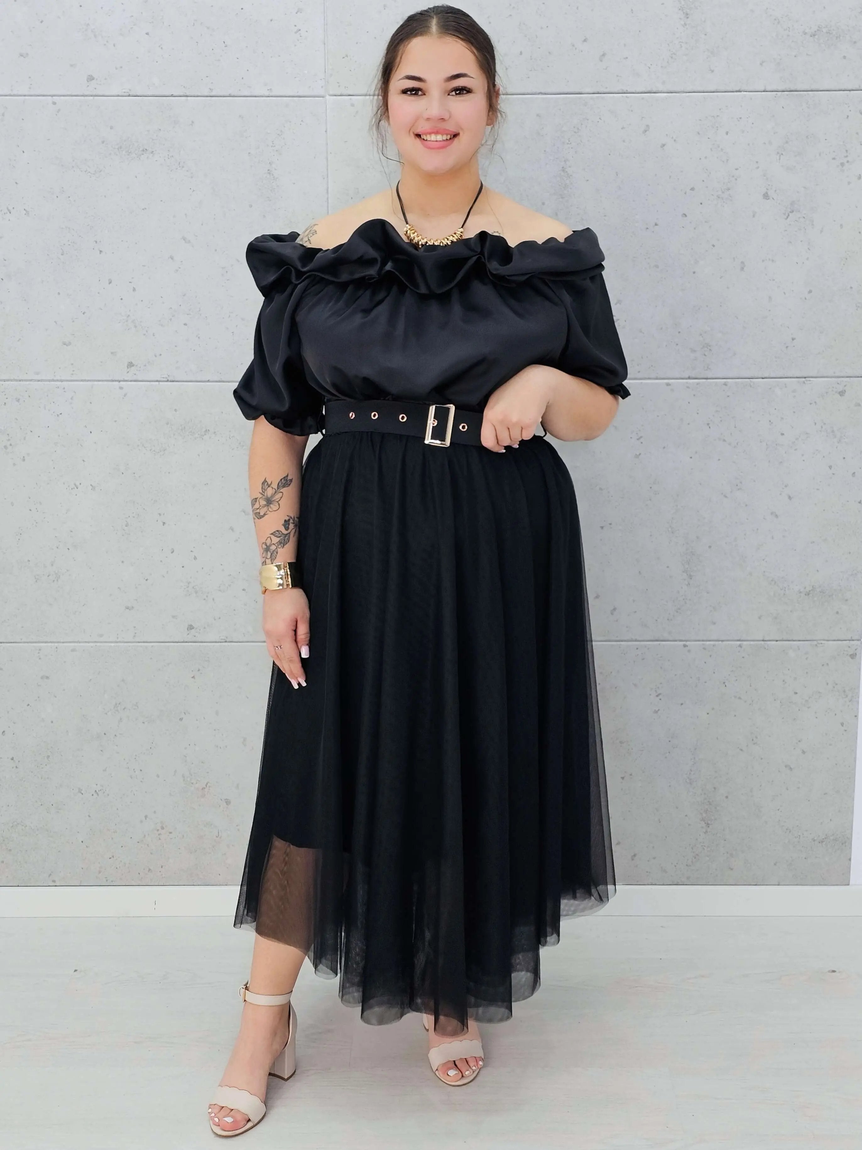 Zmysłowa sukienka hiszpanka z tiulowym dołem Stylowa XL