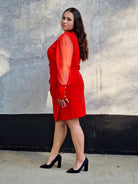 Zmysłowa sukienka kopertowa z szyfonowym rękawem Stylowa XL