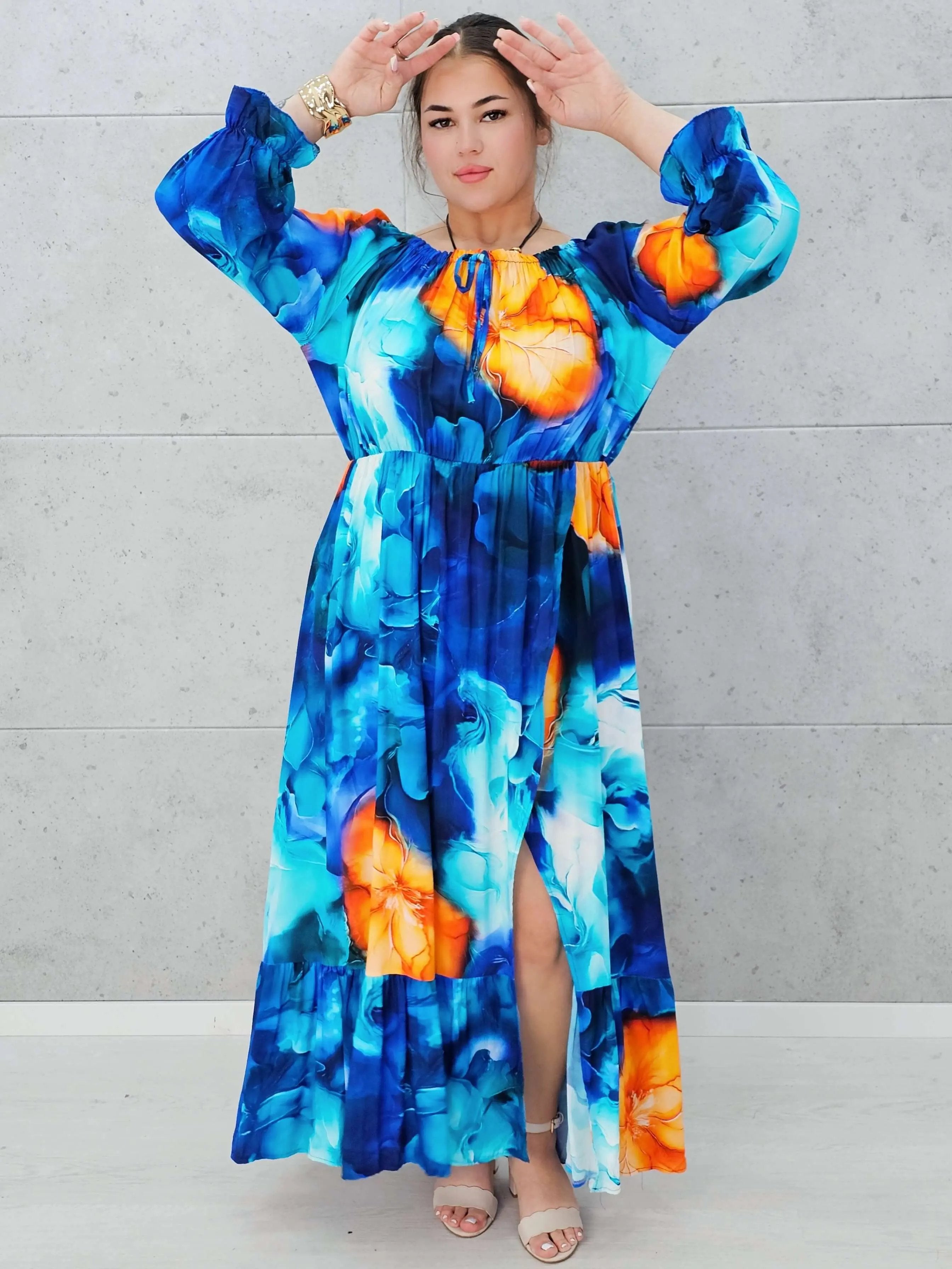 Zwiewna Sukienka Maxi z Kwiatowym Printem Stylowa XL