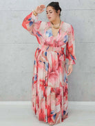 Zwiewna  siateczkowa sukienka maxi w kwiaty. Stylowa XL