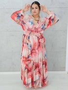 Zwiewna  siateczkowa sukienka maxi w kwiaty. Stylowa XL