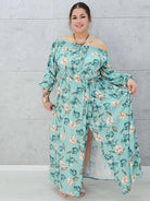 Zwiewna sukienka maxi z kwiatowym printem - dwa kolory Stylowa XL