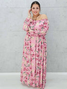 Zwiewna sukienka maxi z kwiatowym printem - dwa kolory Stylowa XL