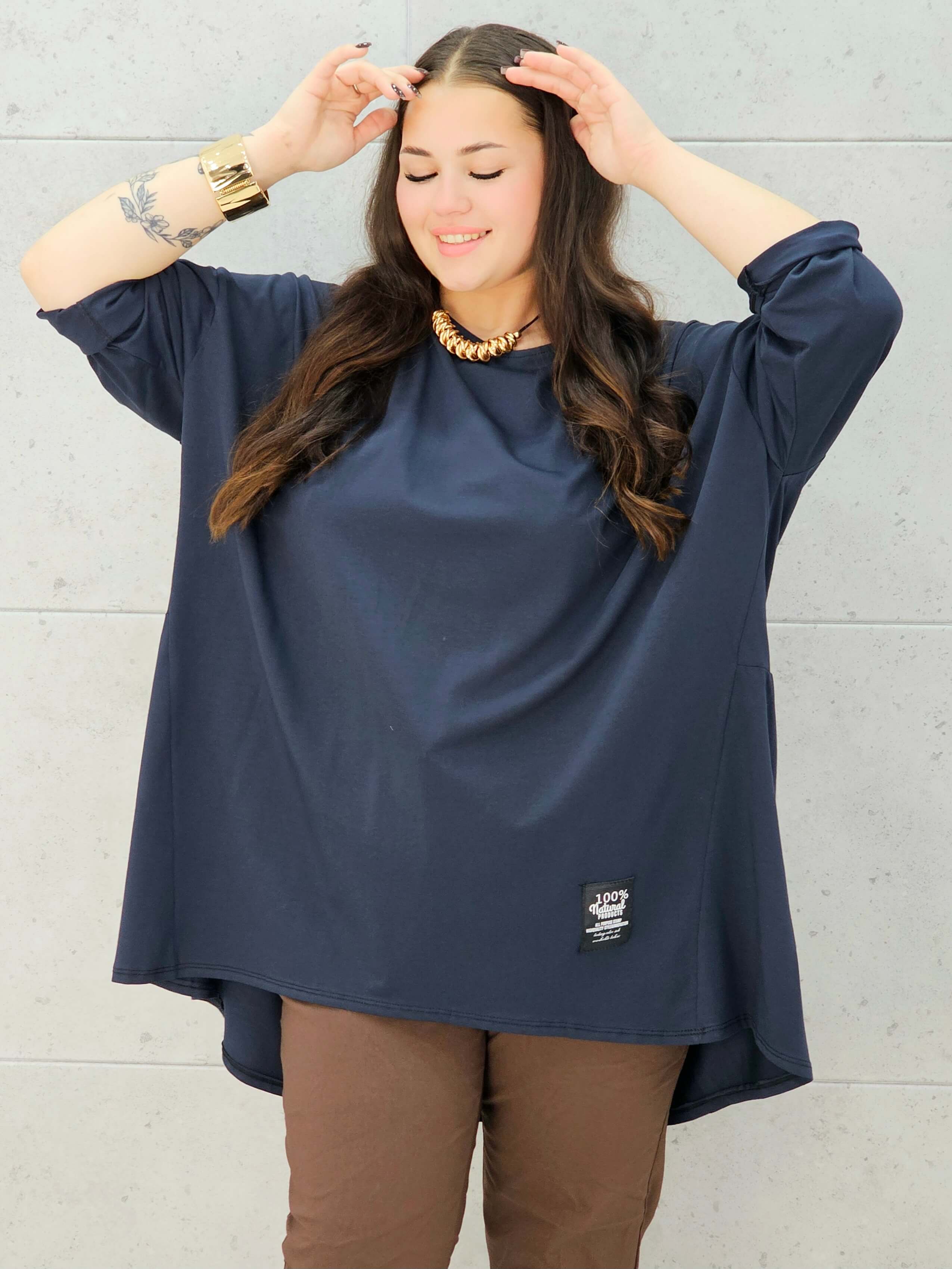 bluzka oversize granatowa plus size Stylowa XL – przód