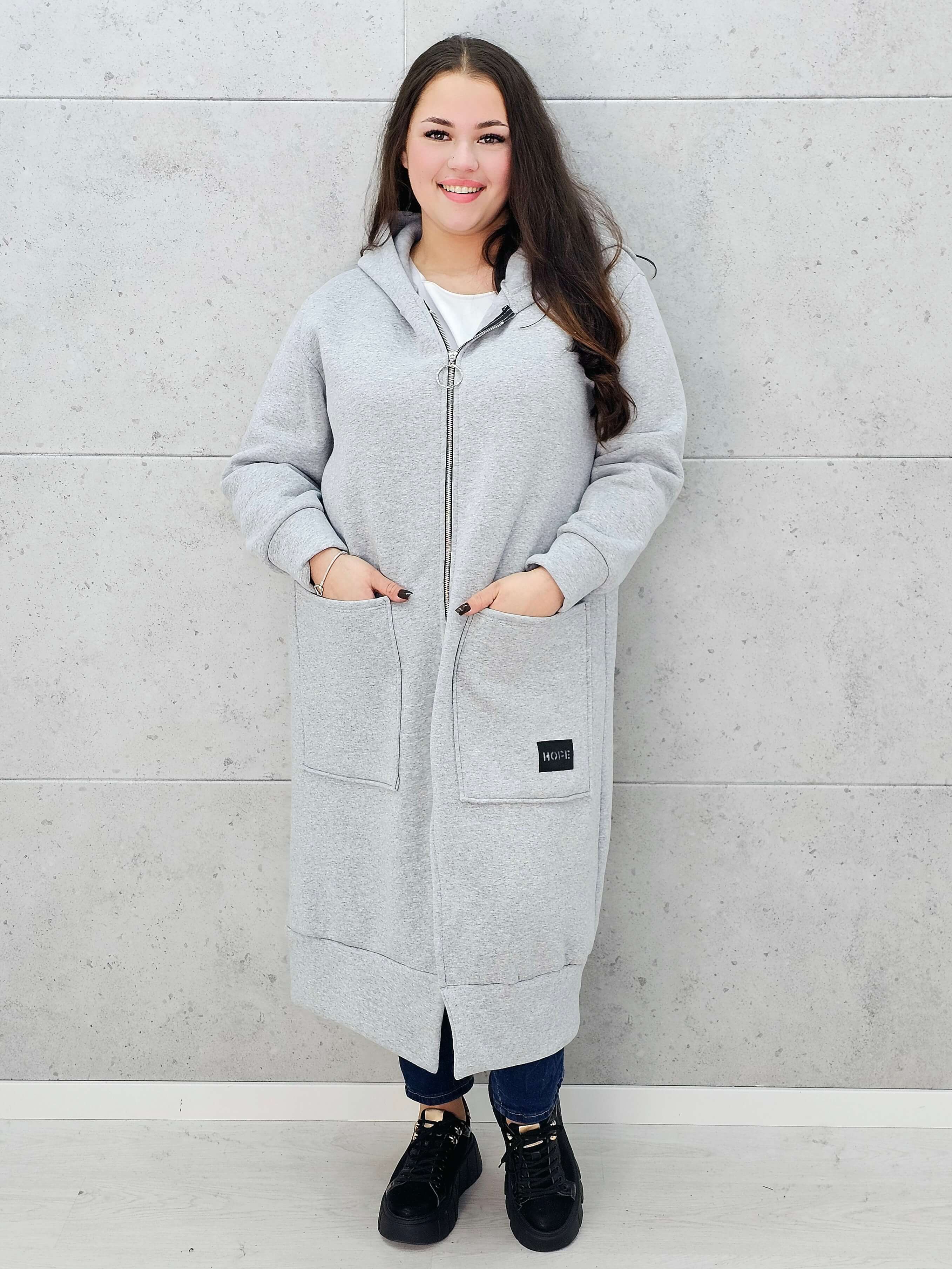 Długa bluza z kapturem plus size Stylowa XL