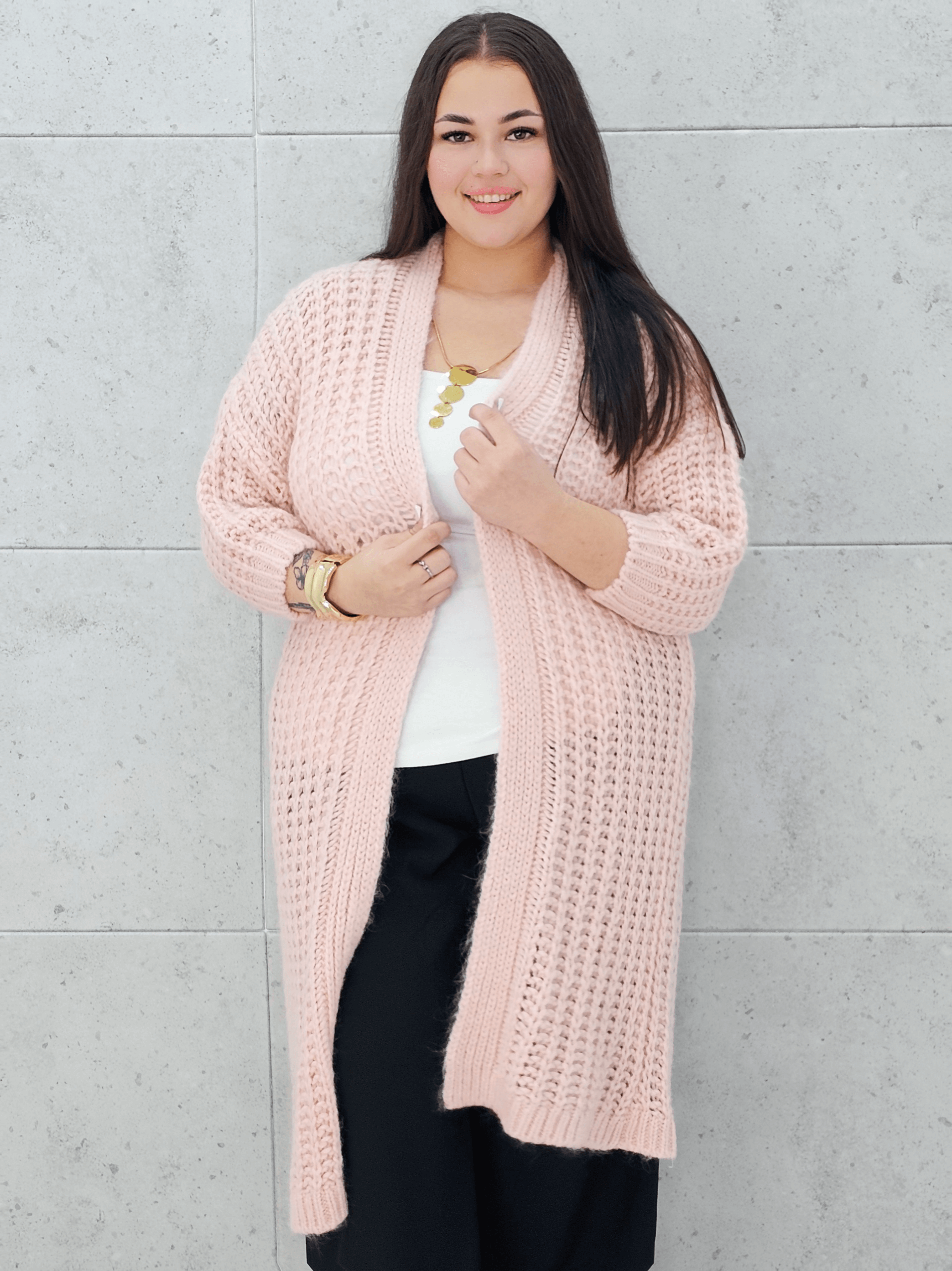 Długi kardigan oversize z grubym splotem. Stylowa XL