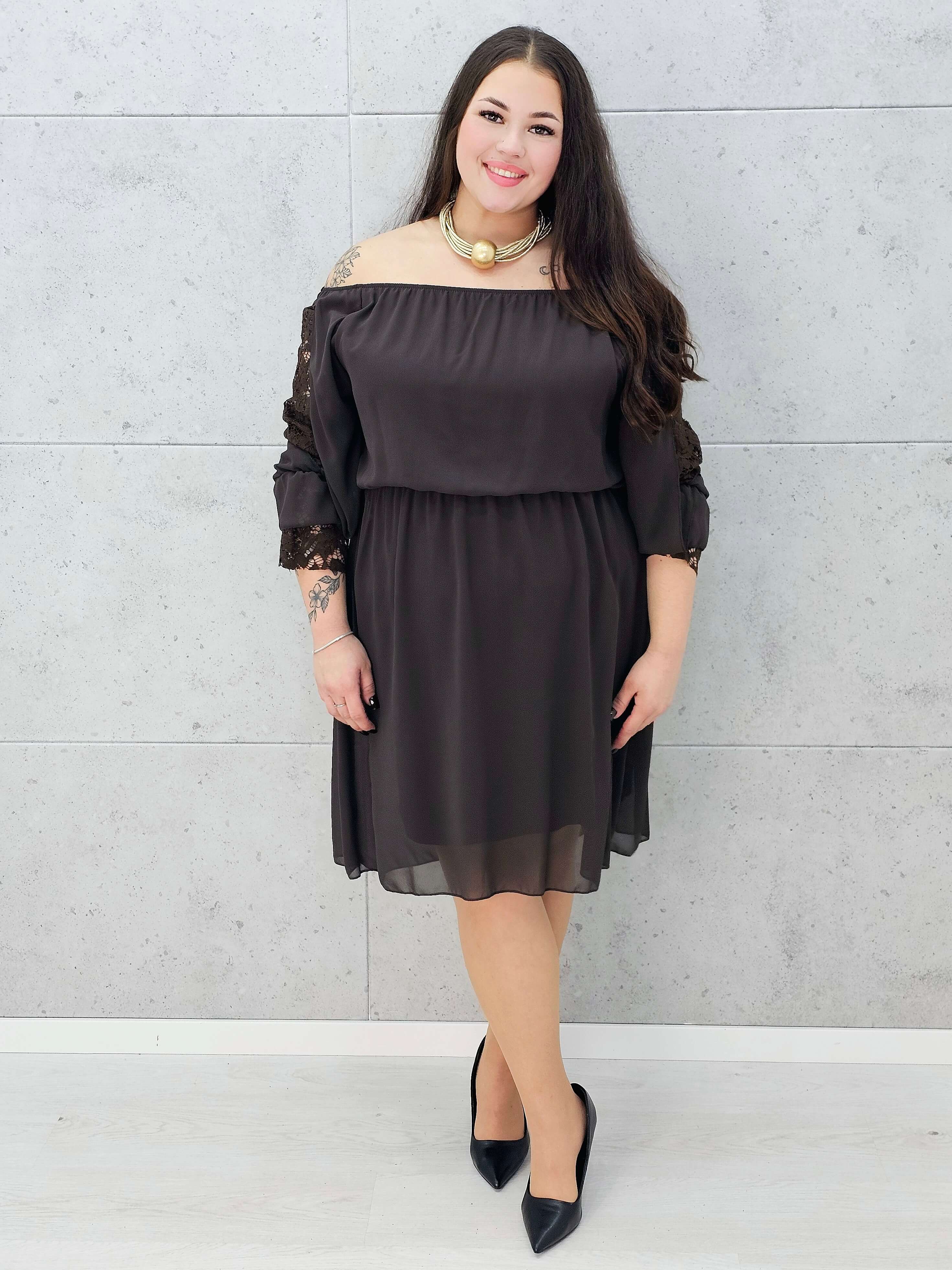 Sukienka hiszpanka midi plus size z koronkowymi rękawami – Stylowa XL