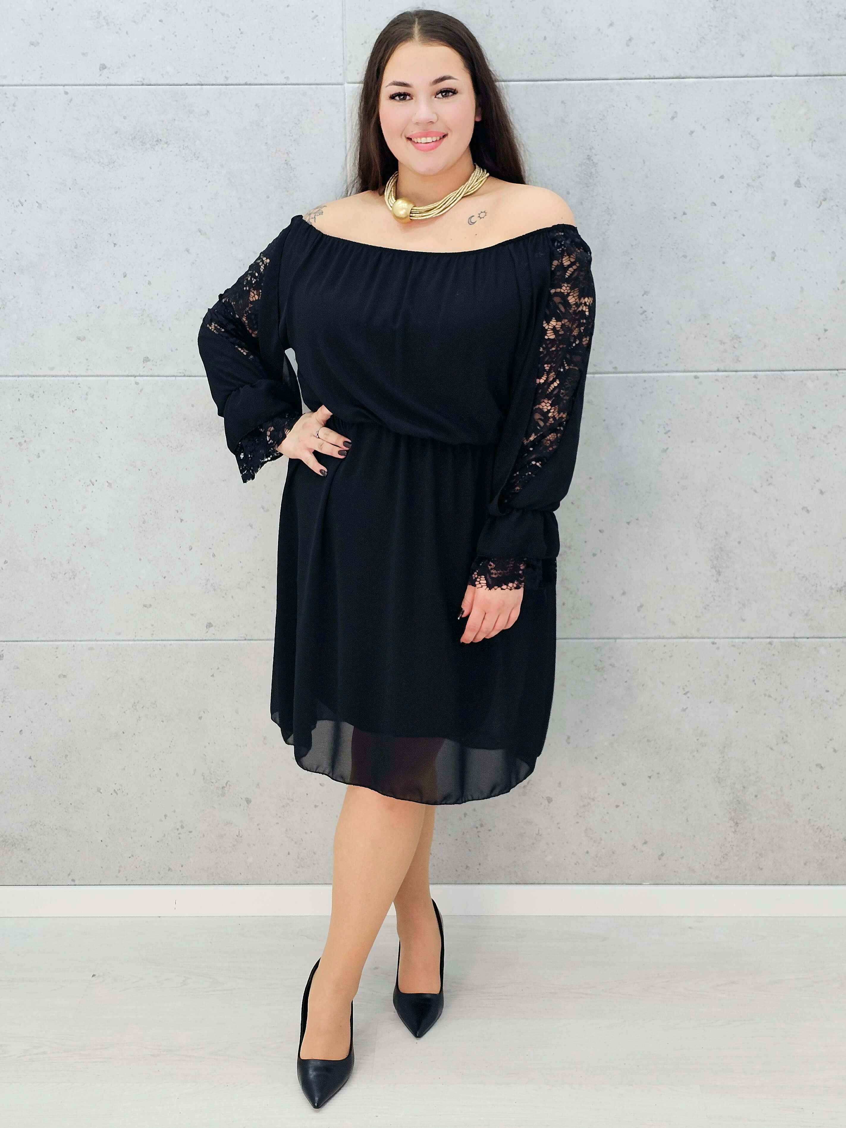 Czarna sukienka hiszpanka plus size – Stylowa XL detale